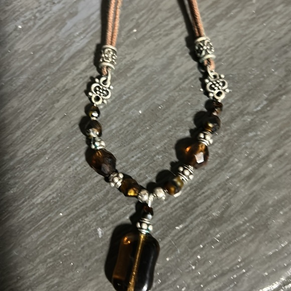 Vintage 90’s Y2K jewelry set brown, necklace and toggle bracelet - Picture 7 of 7